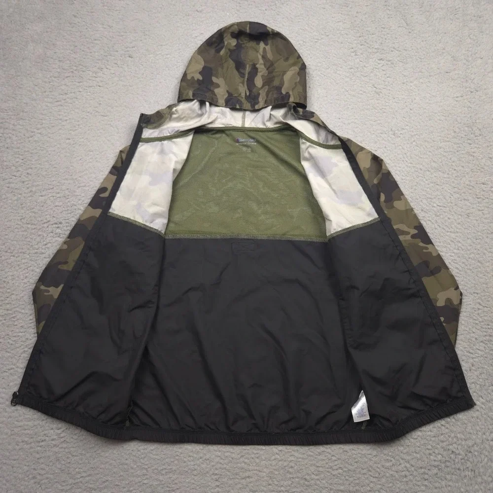 Champion Youth Camo Windbreaker Jacket Hooded Colorblock Streetwear Black Green